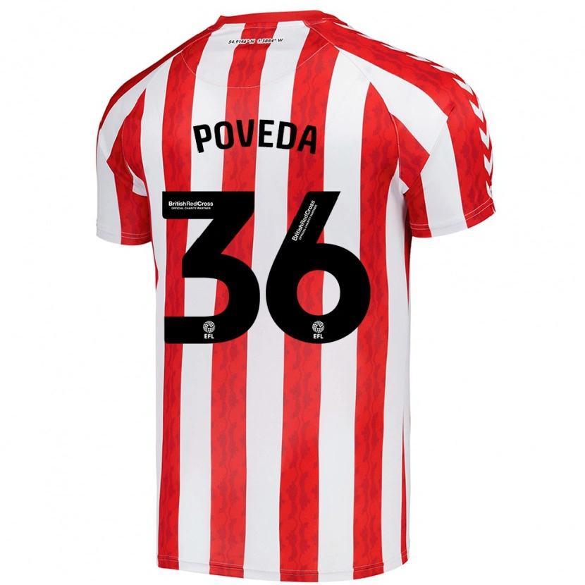 Danxen Män Ian Poveda #36 Röd Vit Hemmatröja Matchtröjor 2024/25 Tröjor T-Tröja