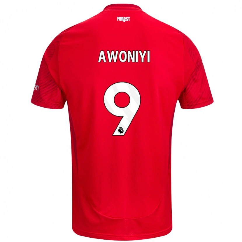 Danxen Män Taiwo Awoniyi #9 Röd Vit Hemmatröja Matchtröjor 2024/25 Tröjor T-Tröja
