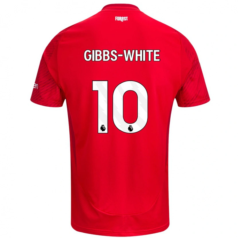 Danxen Män Morgan Gibbs-White #10 Röd Vit Hemmatröja Matchtröjor 2024/25 Tröjor T-Tröja