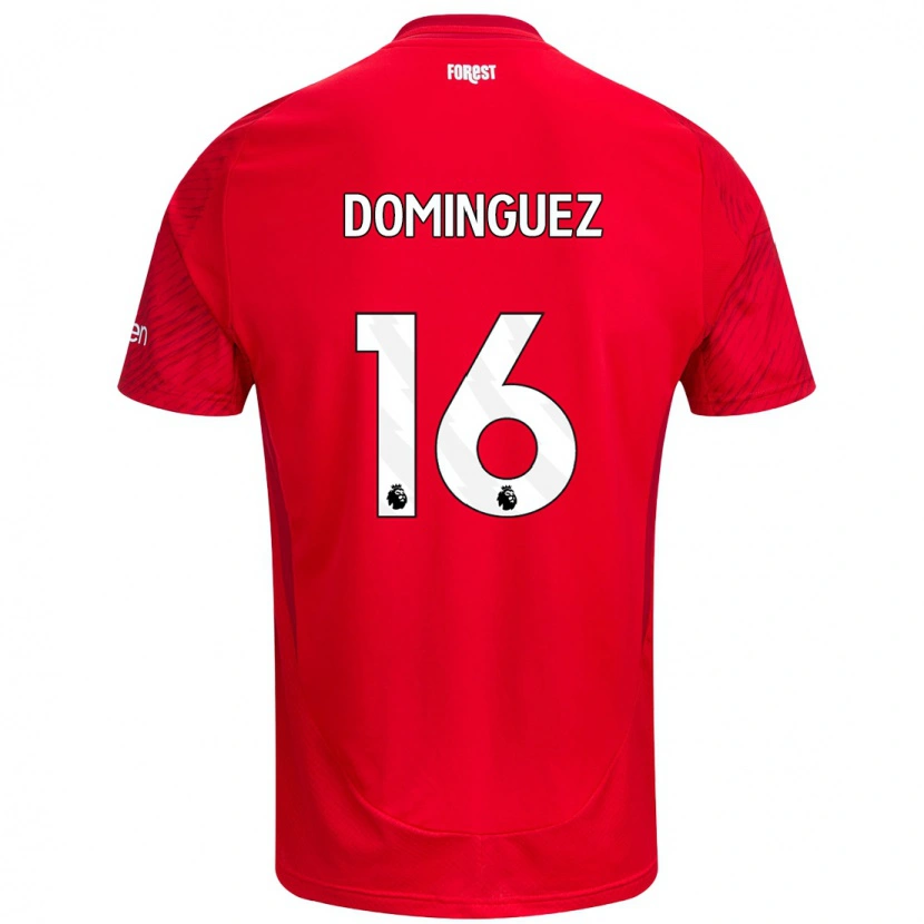 Danxen Män Nicolás Domínguez #16 Röd Vit Hemmatröja Matchtröjor 2024/25 Tröjor T-Tröja