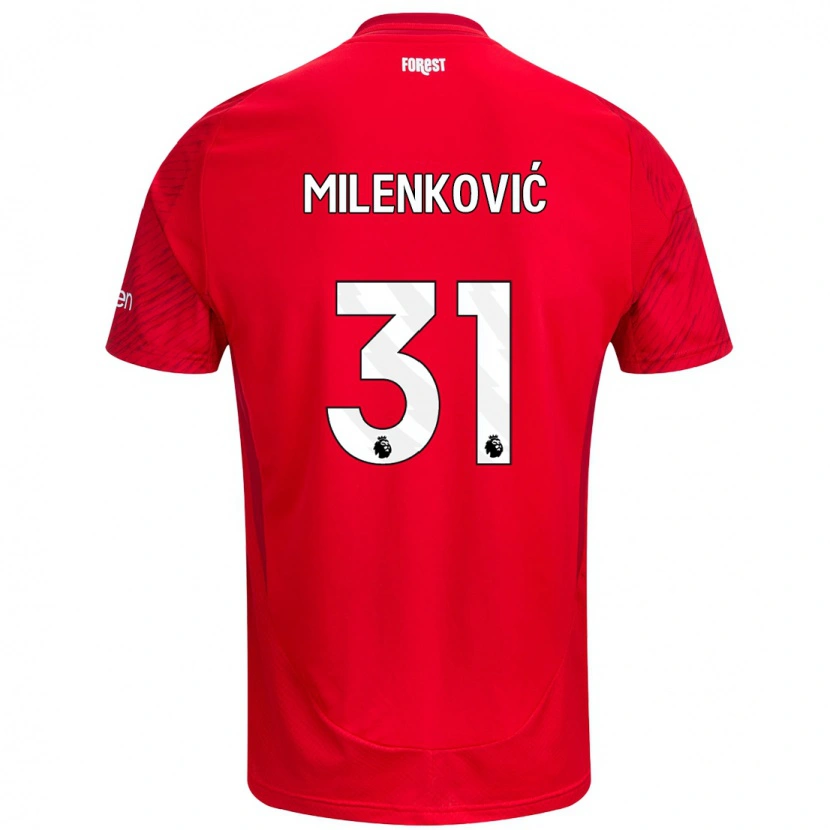 Danxen Män Nikola Milenković #31 Röd Vit Hemmatröja Matchtröjor 2024/25 Tröjor T-Tröja