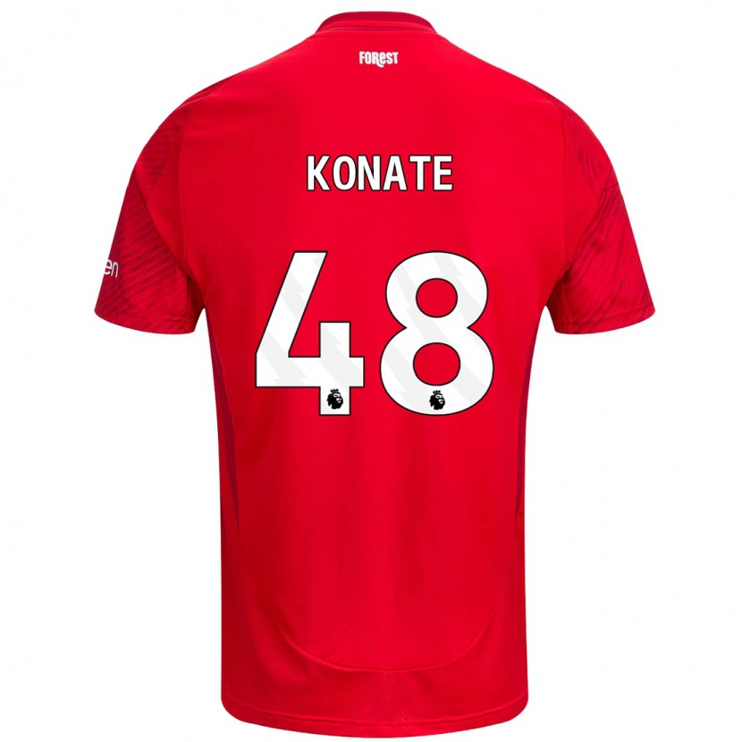 Danxen Män Ateef Konaté #48 Röd Vit Hemmatröja Matchtröjor 2024/25 Tröjor T-Tröja