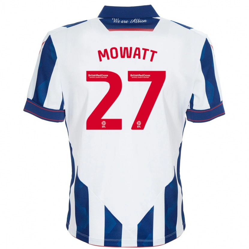 Danxen Män Alex Mowatt #27 Vit Mörkblå Hemmatröja Matchtröjor 2024/25 Tröjor T-Tröja