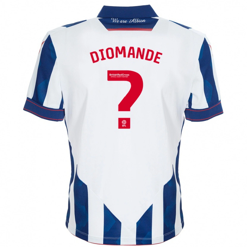 Danxen Män Muhamed Diomande #0 Vit Mörkblå Hemmatröja Matchtröjor 2024/25 Tröjor T-Tröja
