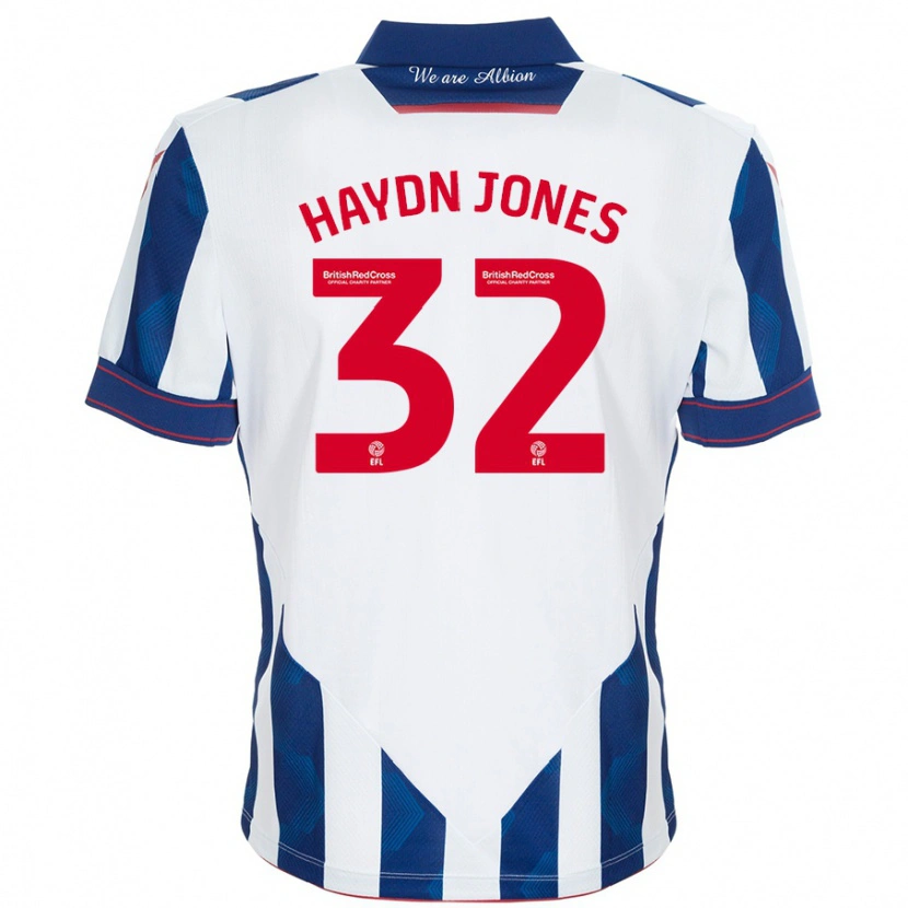 Danxen Män Mackenzie Haydn-Jones #32 Vit Mörkblå Hemmatröja Matchtröjor 2024/25 Tröjor T-Tröja