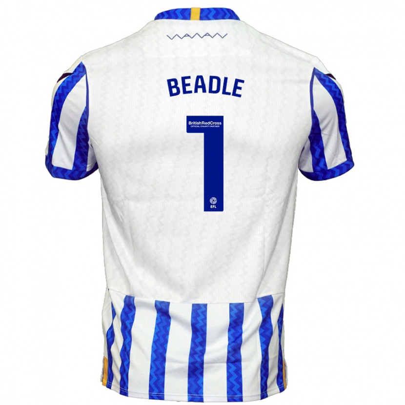 Danxen Män James Beadle #1 Blå Vit Hemmatröja Matchtröjor 2024/25 Tröjor T-Tröja