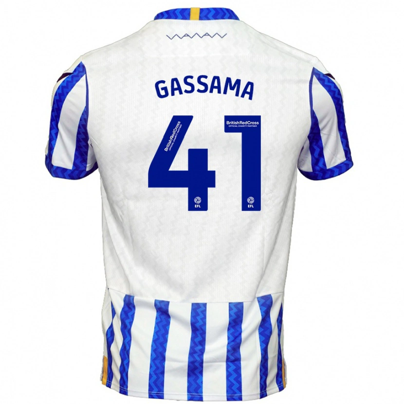 Danxen Män Djeidi Gassama #41 Blå Vit Hemmatröja Matchtröjor 2024/25 Tröjor T-Tröja
