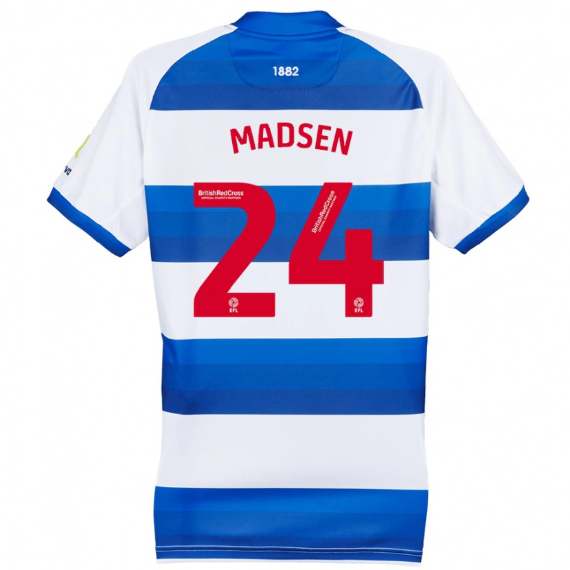 Danxen Män Nicolas Madsen #24 Vit Blå Hemmatröja Matchtröjor 2024/25 Tröjor T-Tröja