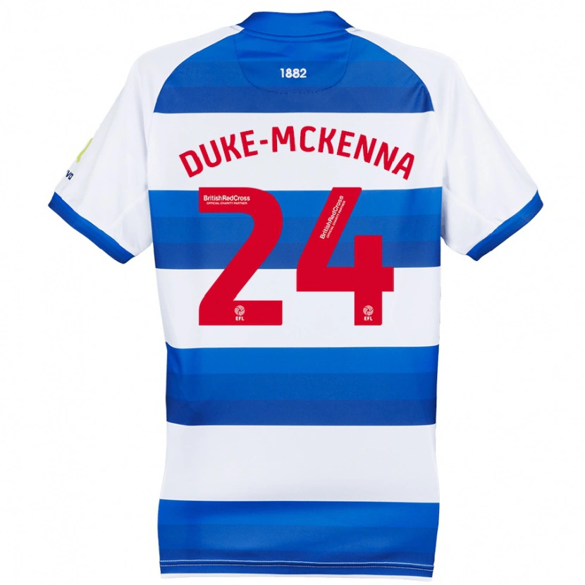 Danxen Män Stephen Duke-Mckenna #24 Vit Blå Hemmatröja Matchtröjor 2024/25 Tröjor T-Tröja