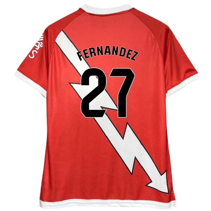 Danxen Män Pelayo Fernández #27 Vit Röd Hemmatröja Matchtröjor 2024/25 Tröjor T-Tröja
