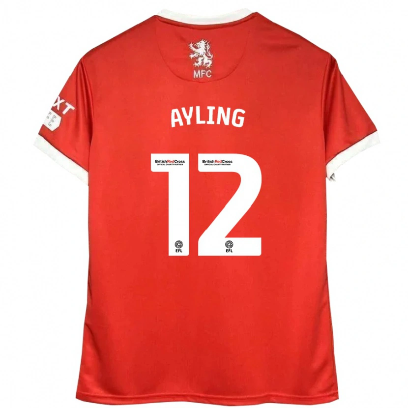 Danxen Män Luke Ayling #12 Röd Vit Hemmatröja Matchtröjor 2024/25 Tröjor T-Tröja