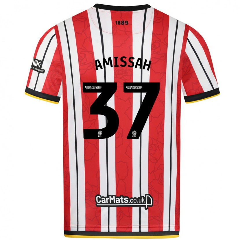 Danxen Män Jordan Amissah #37 Röda Vita Ränder Hemmatröja Matchtröjor 2024/25 Tröjor T-Tröja