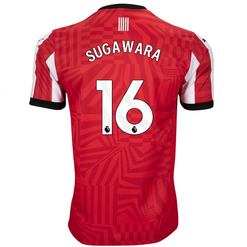 Danxen Män Yukinari Sugawara #16 Röd Vit Hemmatröja Matchtröjor 2024/25 Tröjor T-Tröja