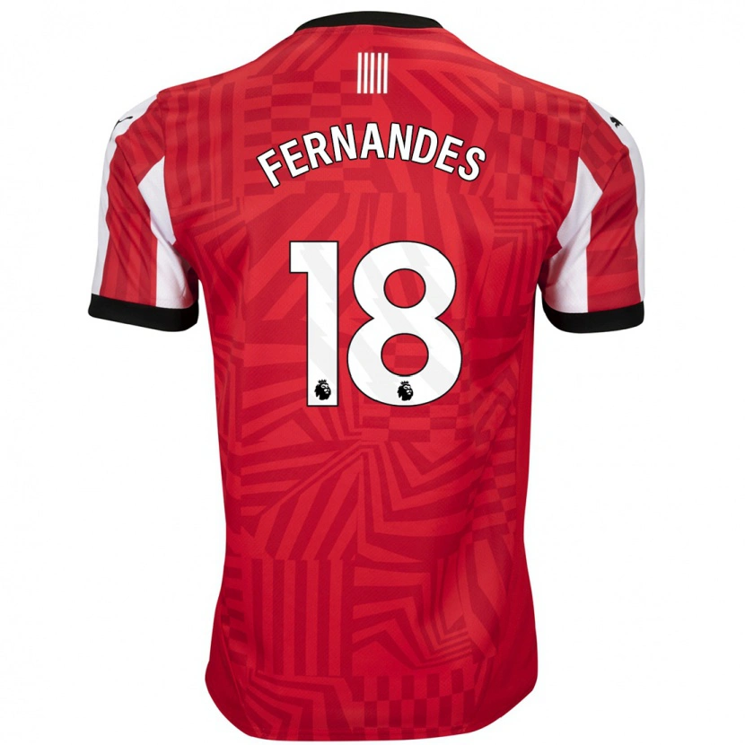 Danxen Män Mateus Fernandes #18 Röd Vit Hemmatröja Matchtröjor 2024/25 Tröjor T-Tröja
