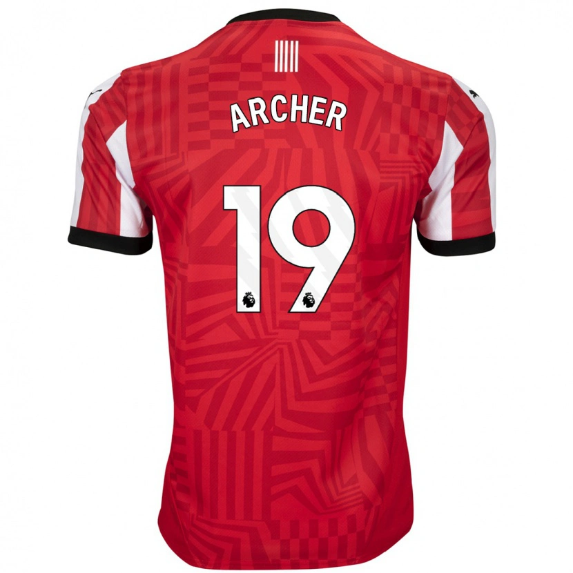 Danxen Män Cameron Archer #19 Röd Vit Hemmatröja Matchtröjor 2024/25 Tröjor T-Tröja