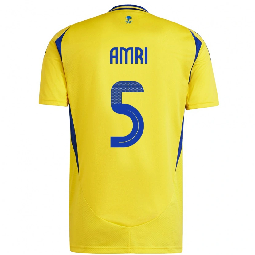 Danxen Män Abdulelah Al-Amri #5 Gul Blå Hemmatröja Matchtröjor 2024/25 Tröjor T-Tröja