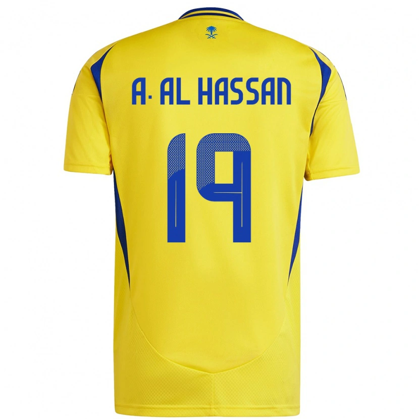 Danxen Män Ali Al-Hassan #19 Gul Blå Hemmatröja Matchtröjor 2024/25 Tröjor T-Tröja