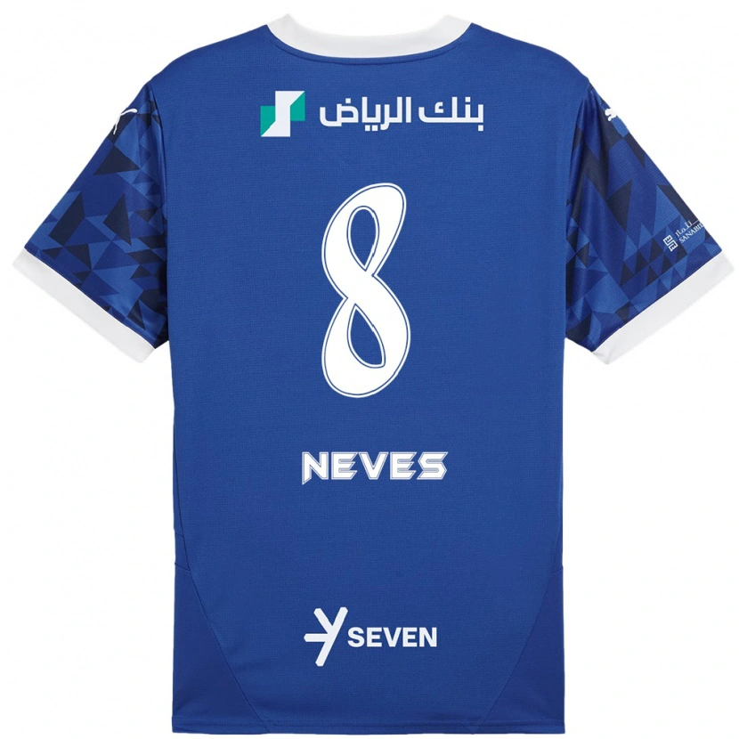 Danxen Män Rúben Neves #8 Mörkblå Vit Hemmatröja Matchtröjor 2024/25 Tröjor T-Tröja