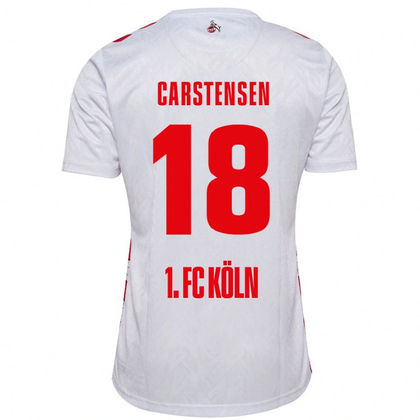 Danxen Män Rasmus Carstensen #18 Vit Röd Hemmatröja Matchtröjor 2024/25 Tröjor T-Tröja