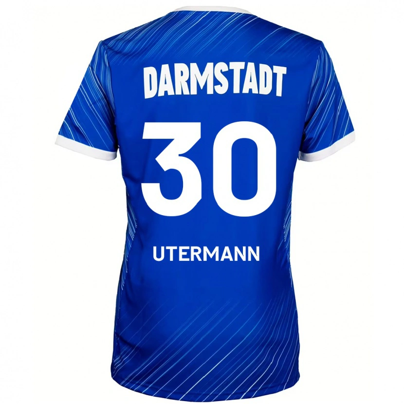 Danxen Män Anton Utermann #30 Blå Vit Hemmatröja Matchtröjor 2024/25 Tröjor T-Tröja