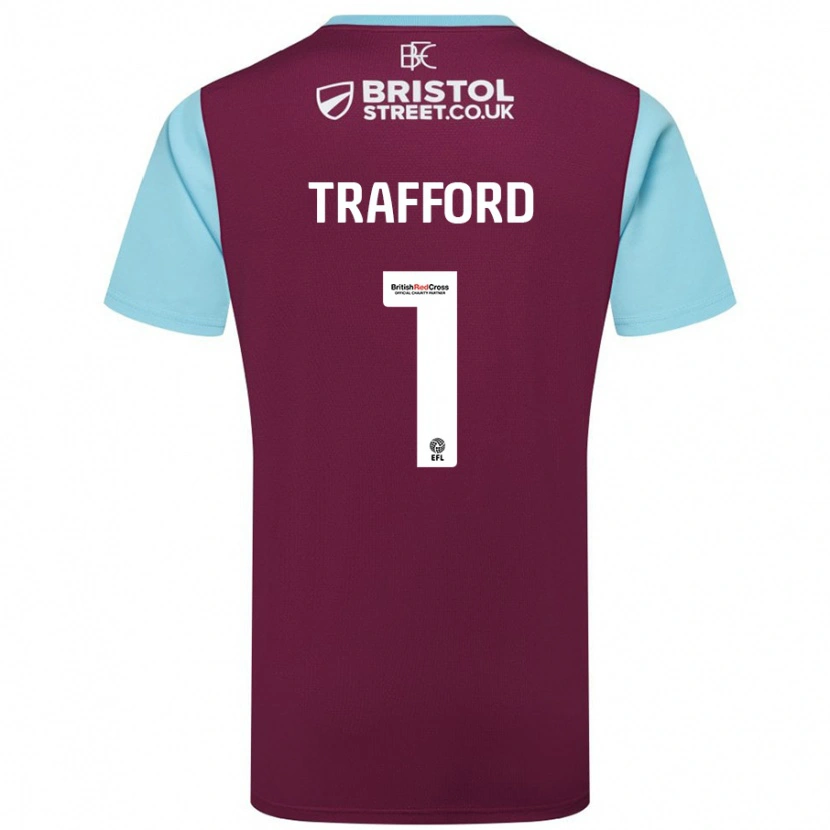 Danxen Män James Trafford #1 Vinröd Himmelsblå Hemmatröja Matchtröjor 2024/25 Tröjor T-Tröja