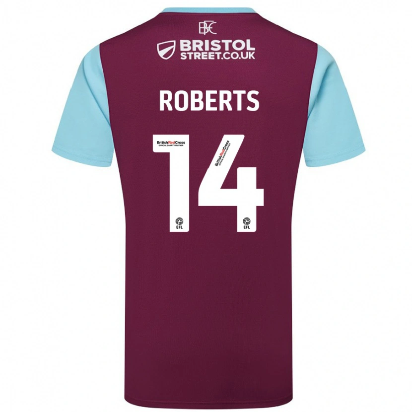 Danxen Män Connor Roberts #14 Vinröd Himmelsblå Hemmatröja Matchtröjor 2024/25 Tröjor T-Tröja