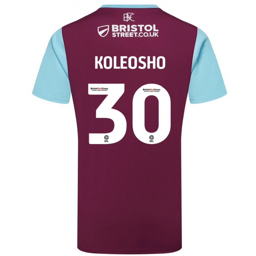 Danxen Män Luca Koleosho #30 Vinröd Himmelsblå Hemmatröja Matchtröjor 2024/25 Tröjor T-Tröja