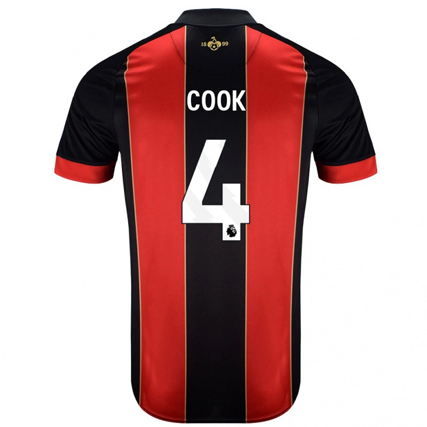 Danxen Män Lewis Cook #4 Röd Svart Hemmatröja Matchtröjor 2024/25 Tröjor T-Tröja