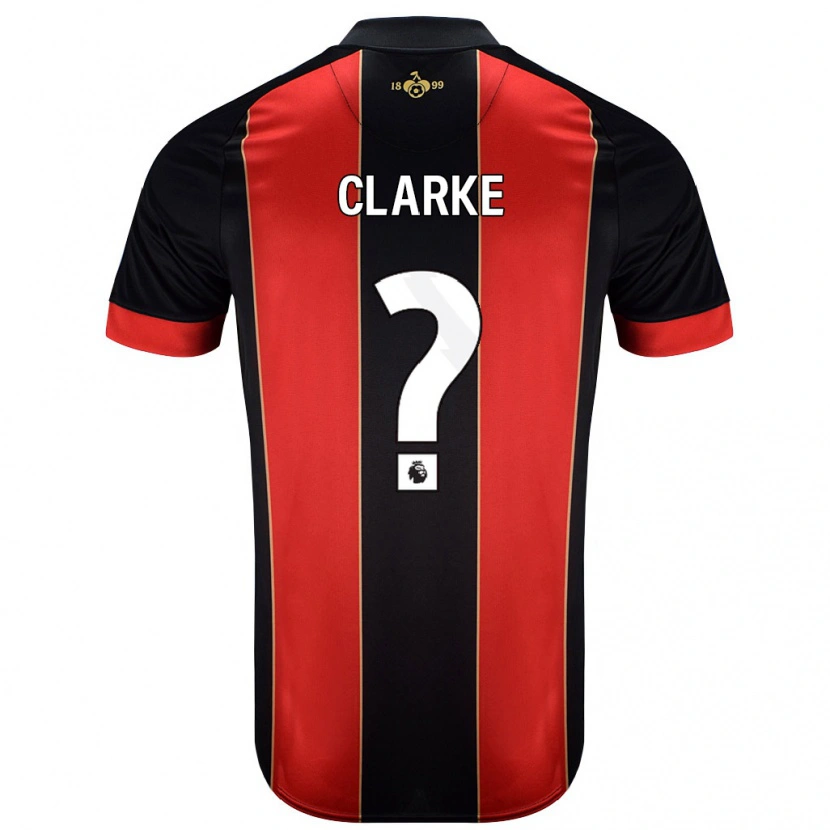 Danxen Män Ashley Clarke #0 Röd Svart Hemmatröja Matchtröjor 2024/25 Tröjor T-Tröja