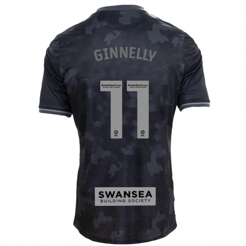 Danxen Män Josh Ginnelly #11 Svart Bortatröja Matchtröjor 2024/25 Tröjor T-Tröja