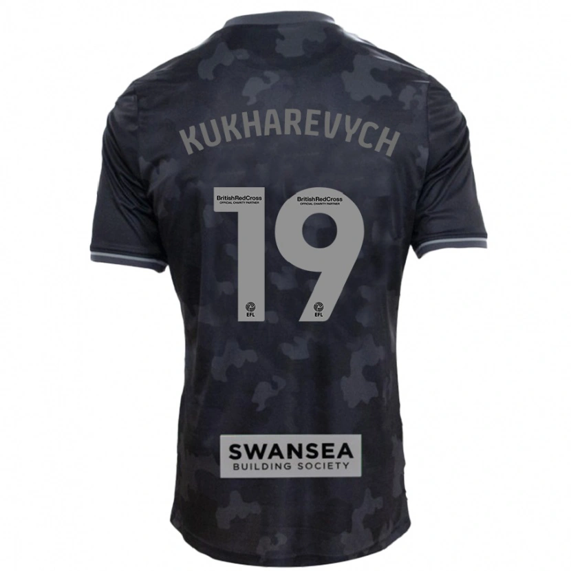 Danxen Män Mykola Kukharevych #19 Svart Bortatröja Matchtröjor 2024/25 Tröjor T-Tröja
