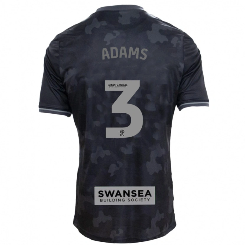 Danxen Män Sarah Adams #3 Svart Bortatröja Matchtröjor 2024/25 Tröjor T-Tröja