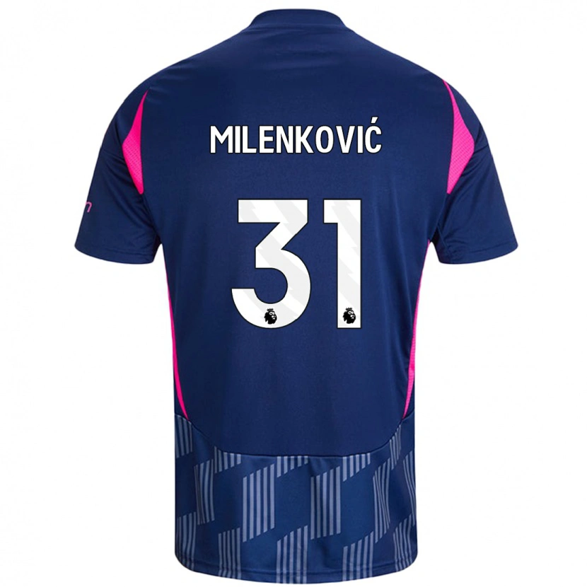 Danxen Män Nikola Milenković #31 Kungsblå Rosa Bortatröja Matchtröjor 2024/25 Tröjor T-Tröja