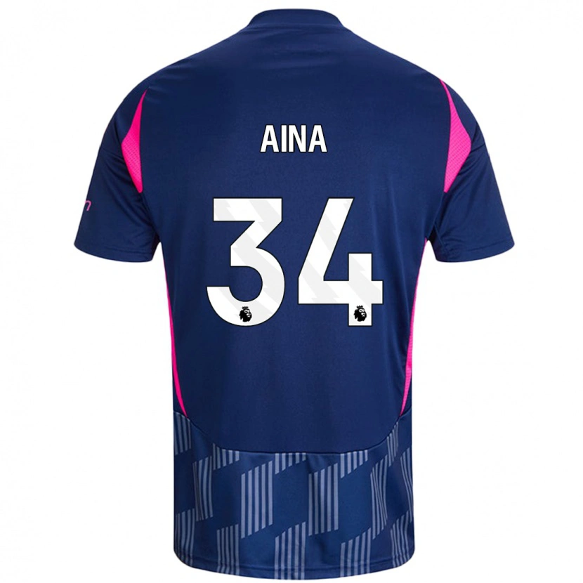 Danxen Män Ola Aina #34 Kungsblå Rosa Bortatröja Matchtröjor 2024/25 Tröjor T-Tröja