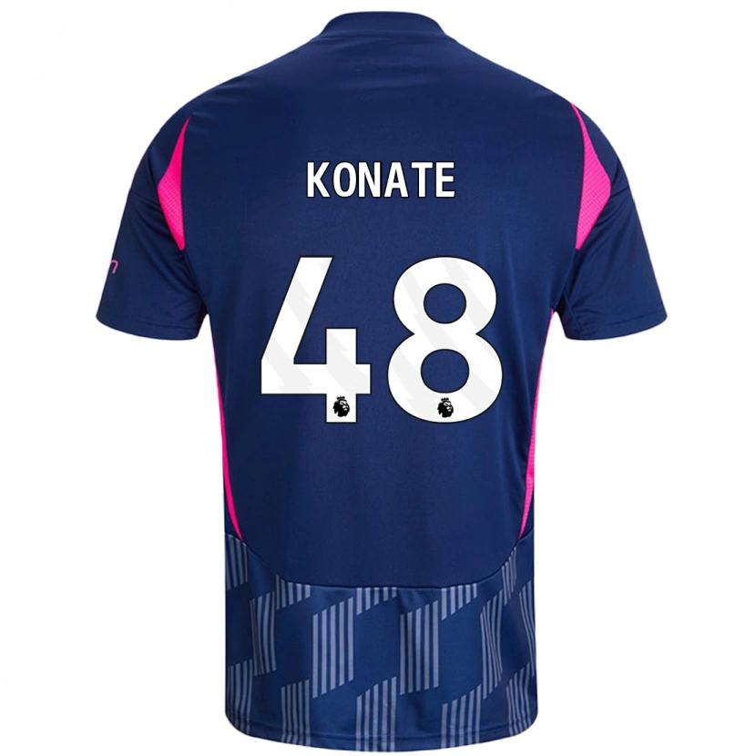 Danxen Män Ateef Konaté #48 Kungsblå Rosa Bortatröja Matchtröjor 2024/25 Tröjor T-Tröja