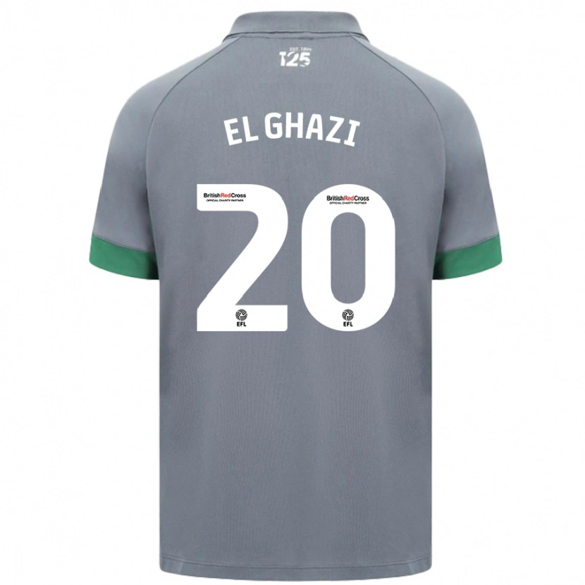 Danxen Män Anwar El Ghazi #20 Mörkgrå Bortatröja Matchtröjor 2024/25 Tröjor T-Tröja