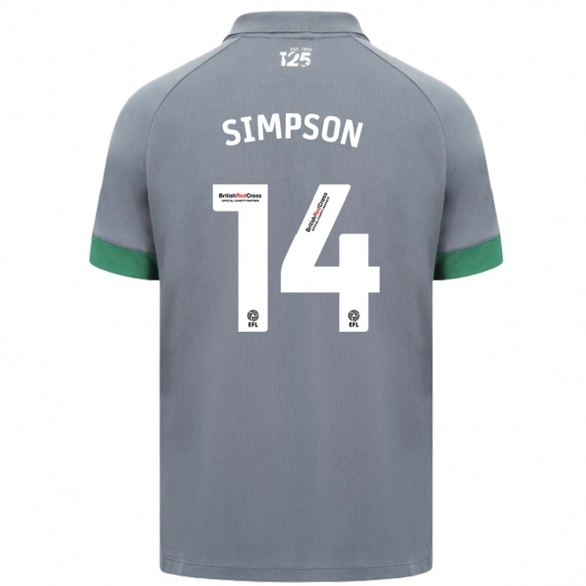 Danxen Män Jasmine Simpson #14 Mörkgrå Bortatröja Matchtröjor 2024/25 Tröjor T-Tröja