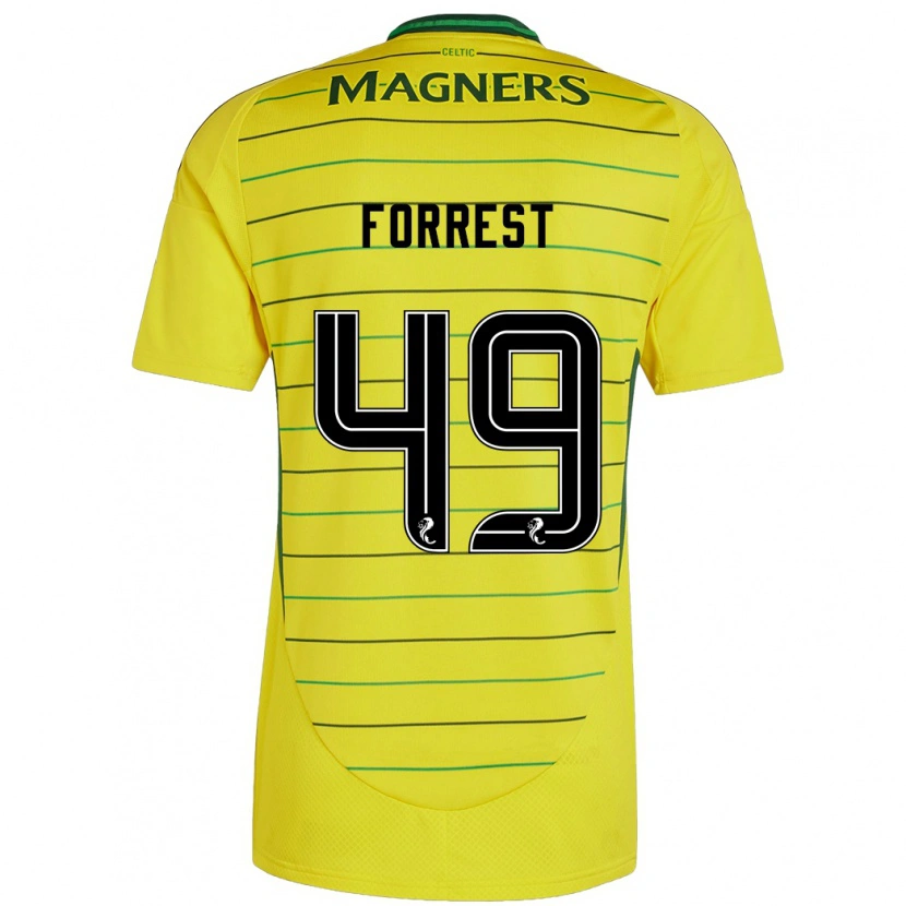 Danxen Män James Forrest #49 Gul Bortatröja Matchtröjor 2024/25 Tröjor T-Tröja