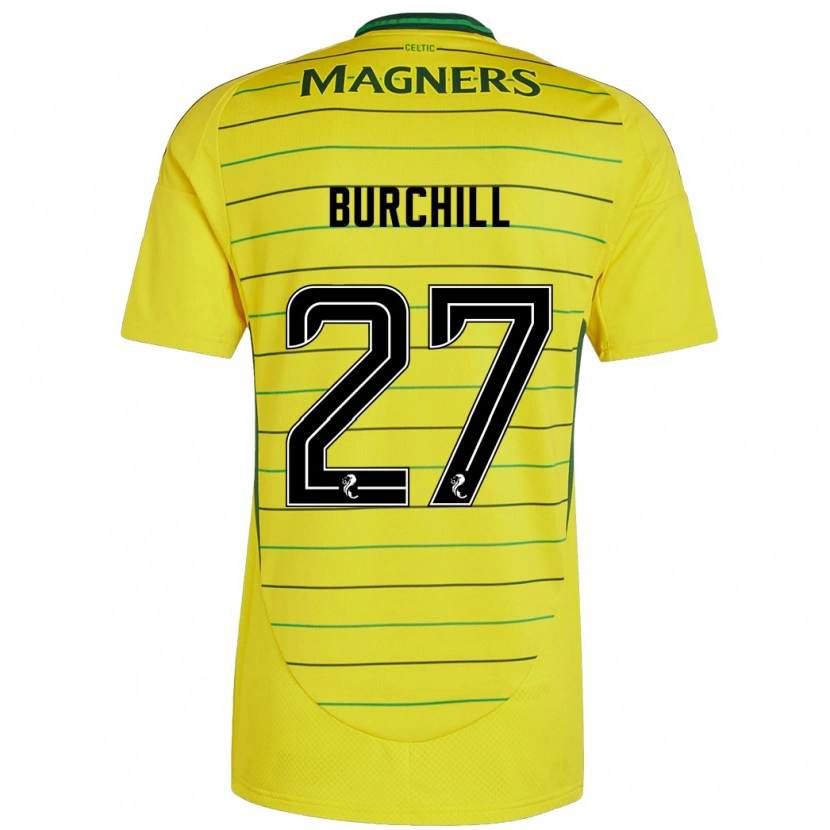 Danxen Män Tiree Burchill #27 Gul Bortatröja Matchtröjor 2024/25 Tröjor T-Tröja