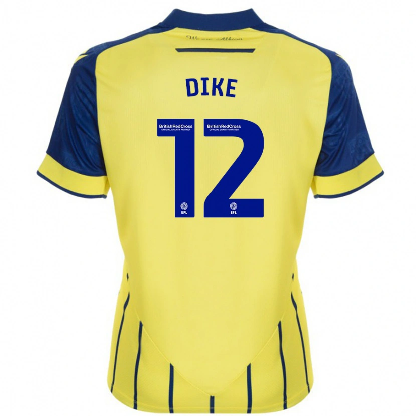 Danxen Män Daryl Dike #12 Gul Blå Bortatröja Matchtröjor 2024/25 Tröjor T-Tröja