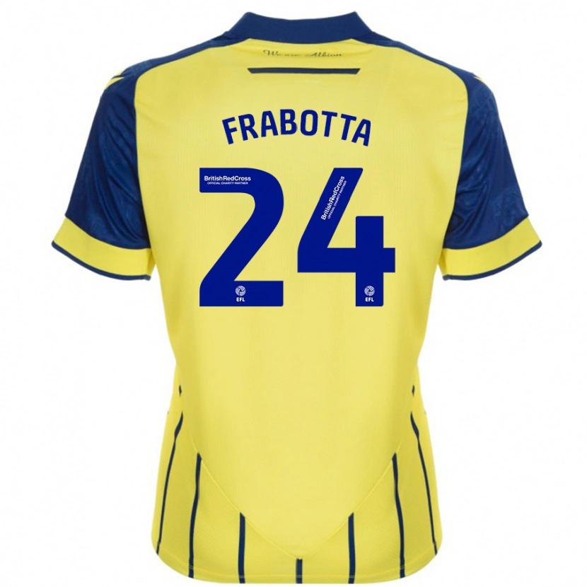Danxen Män Gianluca Frabotta #24 Gul Blå Bortatröja Matchtröjor 2024/25 Tröjor T-Tröja