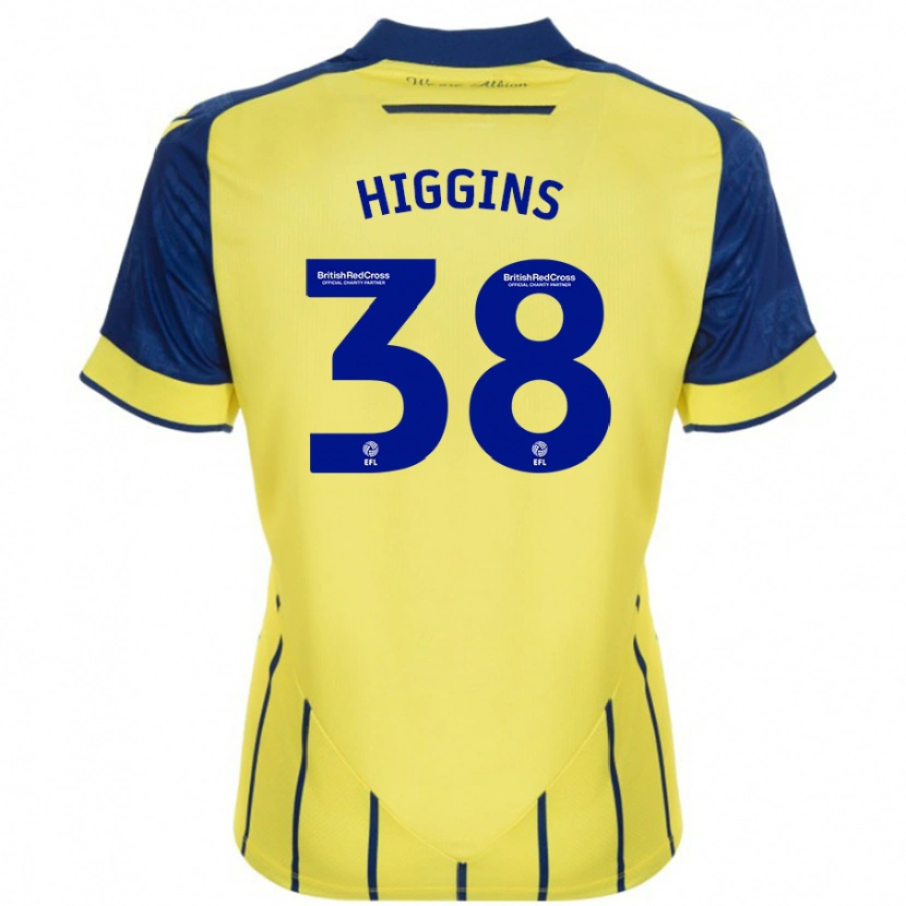 Danxen Män Akeel Higgins #38 Gul Blå Bortatröja Matchtröjor 2024/25 Tröjor T-Tröja