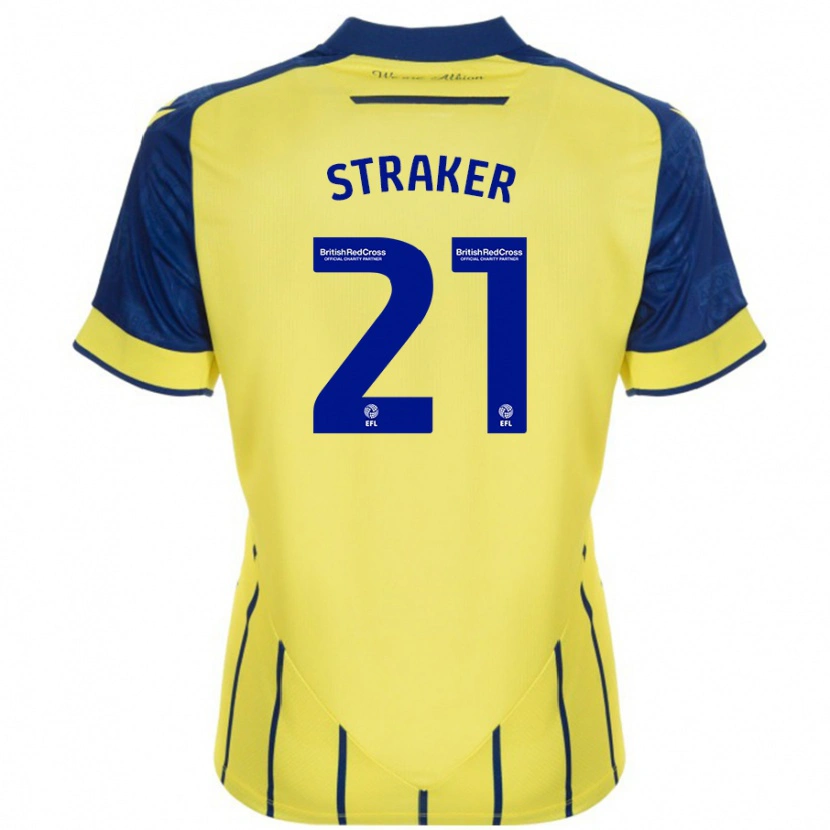 Danxen Män Jannelle Straker #21 Gul Blå Bortatröja Matchtröjor 2024/25 Tröjor T-Tröja