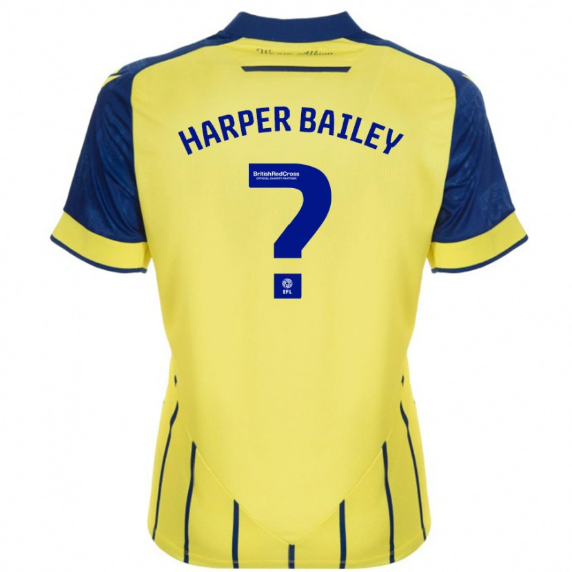 Danxen Män Aaron Harper-Bailey #0 Gul Blå Bortatröja Matchtröjor 2024/25 Tröjor T-Tröja