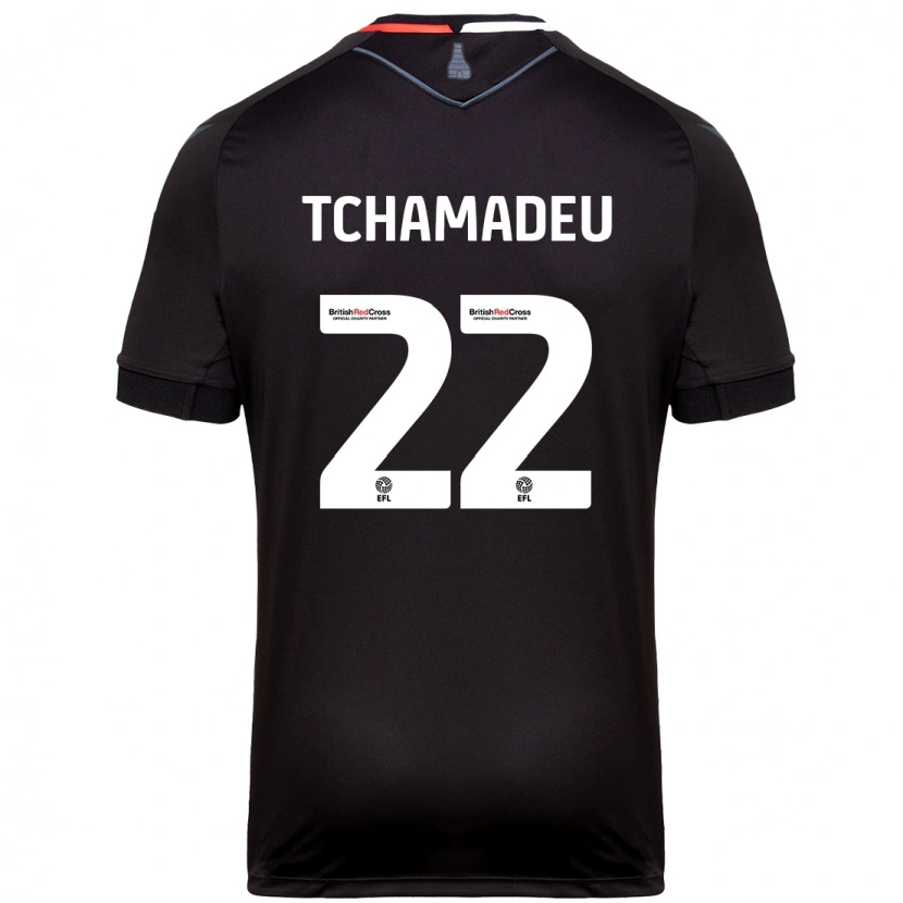 Danxen Män Junior Tchamadeu #22 Svart Bortatröja Matchtröjor 2024/25 Tröjor T-Tröja