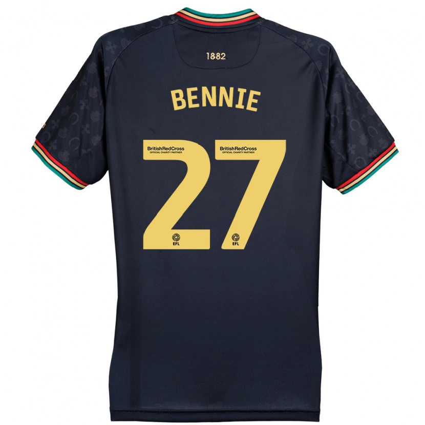 Danxen Män Daniel Bennie #27 Mörk Marinblå Bortatröja Matchtröjor 2024/25 Tröjor T-Tröja