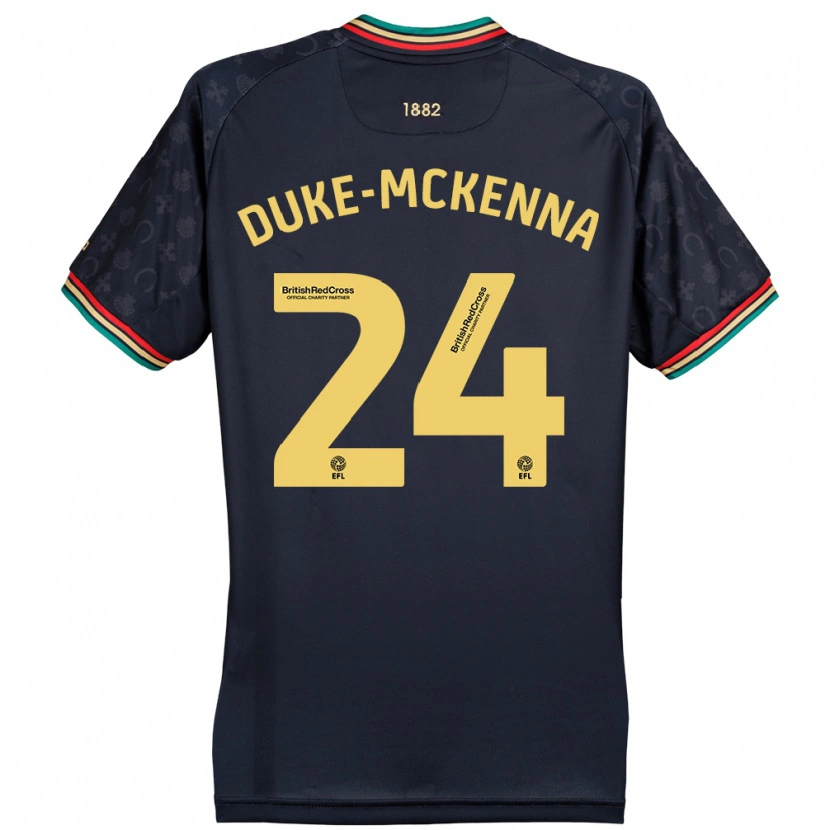Danxen Män Stephen Duke-Mckenna #24 Mörk Marinblå Bortatröja Matchtröjor 2024/25 Tröjor T-Tröja