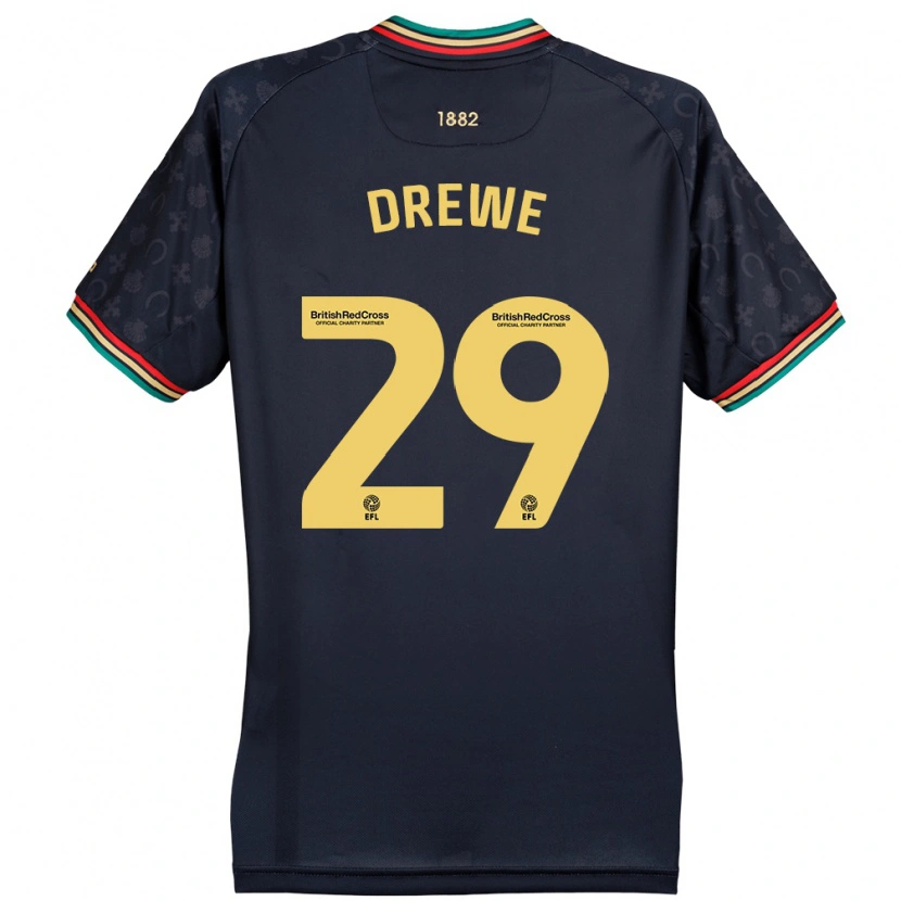 Danxen Män Aaron Drewe #29 Mörk Marinblå Bortatröja Matchtröjor 2024/25 Tröjor T-Tröja