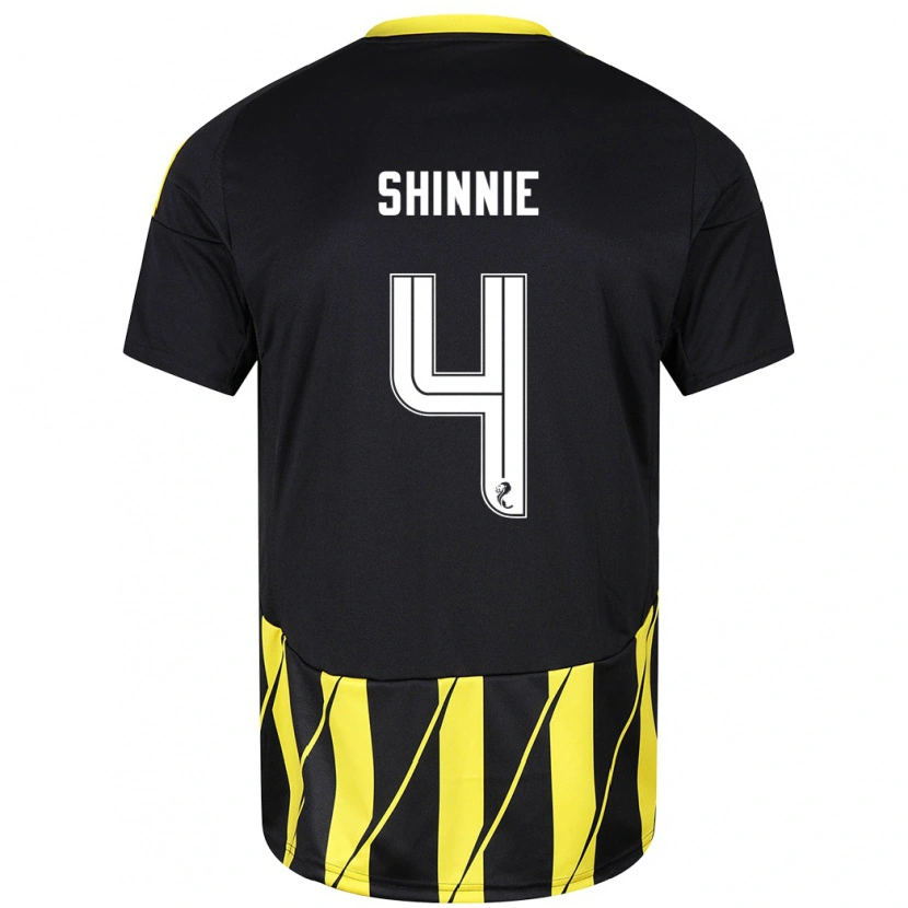 Danxen Män Graeme Shinnie #4 Svart Gul Bortatröja Matchtröjor 2024/25 Tröjor T-Tröja