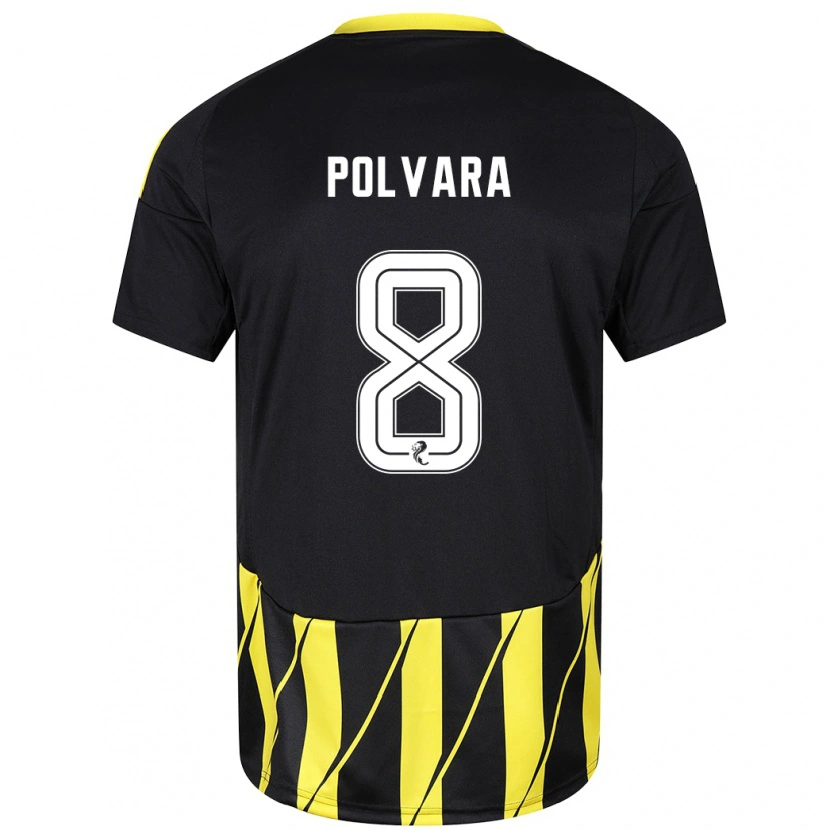 Danxen Män Dante Polvara #8 Svart Gul Bortatröja Matchtröjor 2024/25 Tröjor T-Tröja